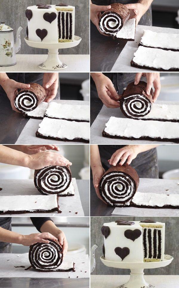 Свадьба - How To Make Gorgeous Chocolate Stripe Cake