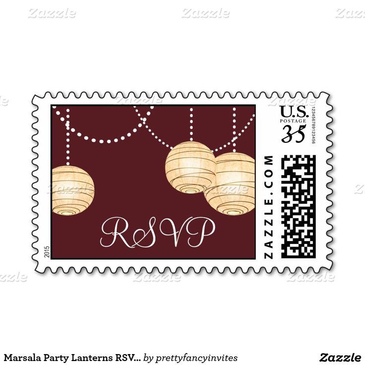 Свадьба - Marsala Party Lanterns RSVP Stamp