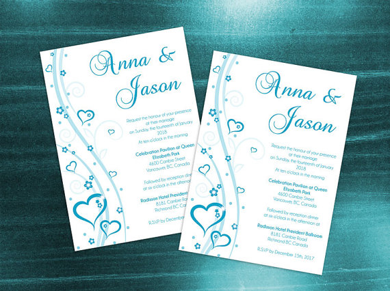 Свадьба - DIY Printable Wedding Invitation Card Template 