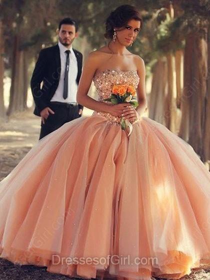 Свадьба - Ball Gown Sweetheart Tulle Floor-length Beading Prom Dresses