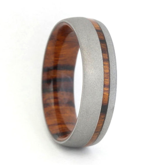 زفاف - Mens Ironwood wood Ring with a Sandblasted finish, Ring Armor Included