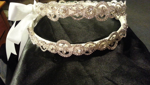 Свадьба - Greek STEFANA Wedding Crown Bridal 'FANTASIA' Sterling Silver Plated SWAROVSKI Clear Crystals, Hair Accessory -Gorgeous