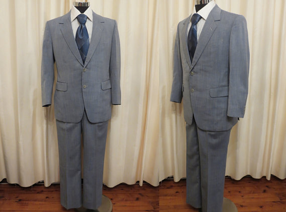 Hochzeit - Vintage Men's 80s 2 PieceGrey Suit By Daesung Tailor
