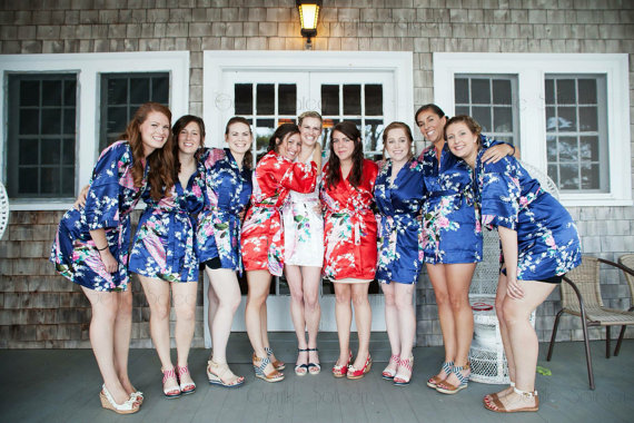 Mariage - Bridesmaid Robes, Set of 9 Bridesmaid Satin Robes, Kimono Robe, Fast Shipping from New York, Regular and Plus Size Robe