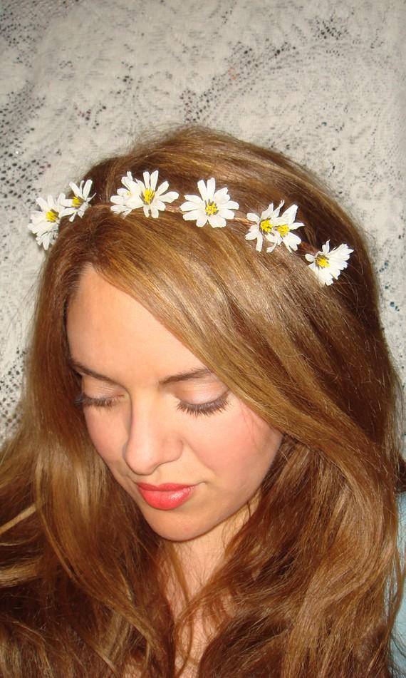 Wedding - Flower Headband, Flower Crown, Headband- WILDFLOWER, Halo Headband, Accessories, Crown Headband, Daisy Flower, White flower, Spring, Summer