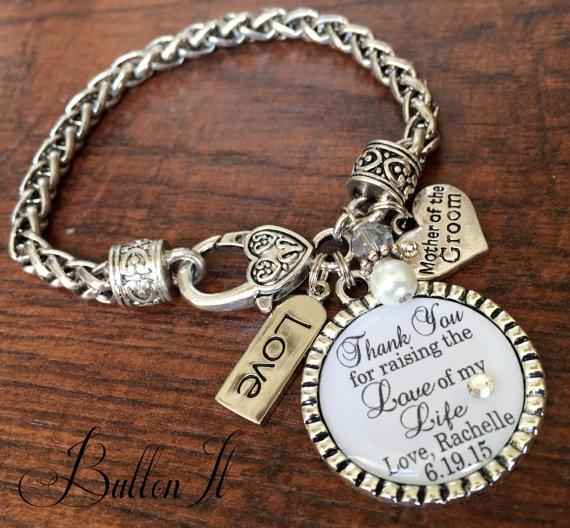Mariage - Mother of the GROOM bracelet, Mother of the BRIDE gift, Personalized wedding, Love of my life, wedding keepsake CUSTOM gift  mother in law