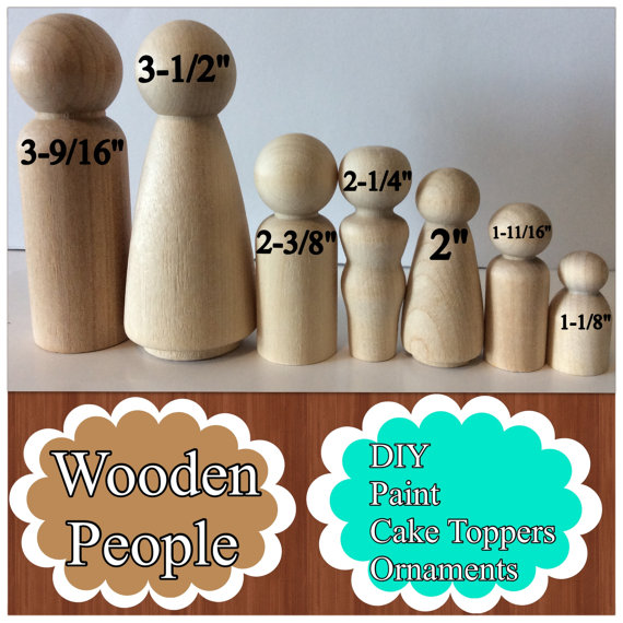 زفاف - 50-2" x 7/8" Wooden Baby Girl People- Bulk Quantity Discount- Peg Doll