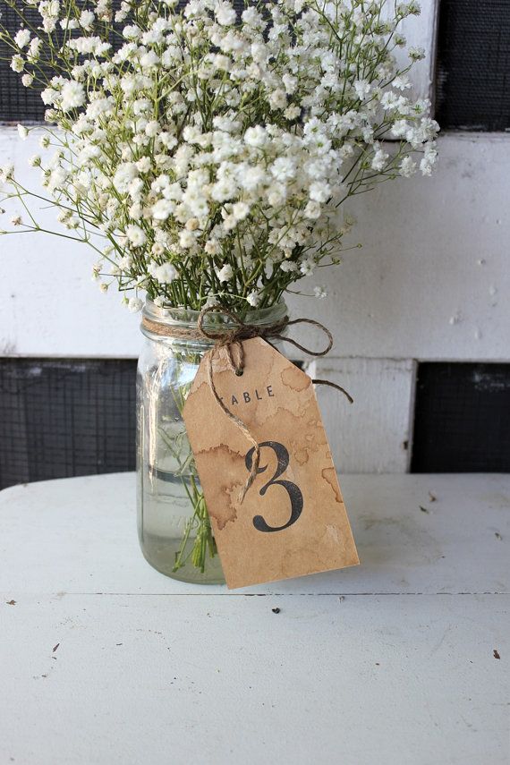 Свадьба - Table Numbers Tags . Rustic Distressed Aged Paper Numbers . Woodland Table Numbers . Kraft Paper Rustic Table Numbers . Table Centerpiece