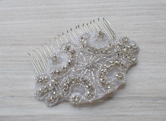 Hochzeit - Crystal Bridal Hair Comb, Downton Abbey, Great Gatsby, Vintage Hairpiece, Bridal bridesmaid Hair Accessory, Crystal Headpiece