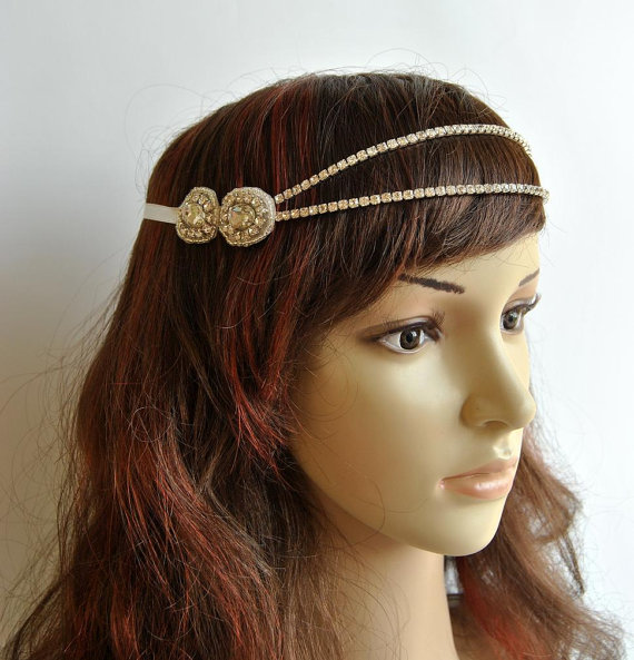 زفاف - Bridal Rhinestone Headband 1920s The Great Gatsby flapper Headpiece,Bridal 1920s crystal wedding headband headpiece, Rhinestone flapper