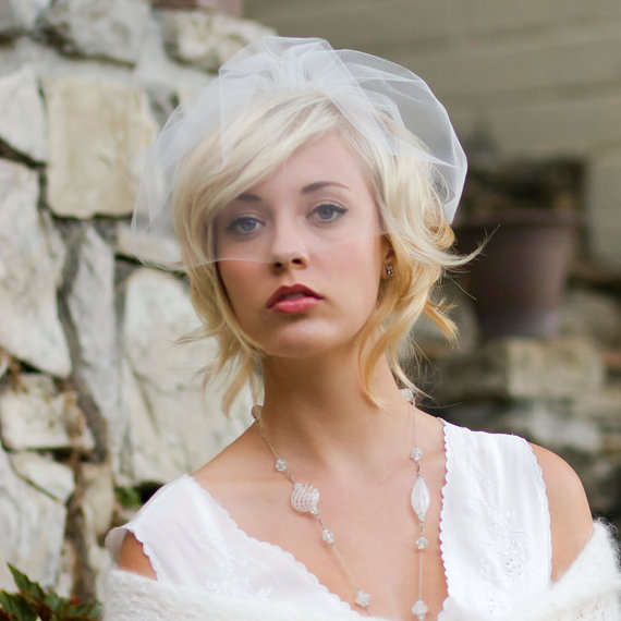 Свадьба - Wedding veil, birdcage veil, wedding hair accessory, mini blusher veil, ready to Ship, Style 772