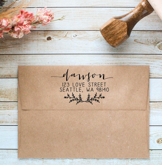 زفاف - Custom Calligraphy Handwritten Return Address Rubber Stamp