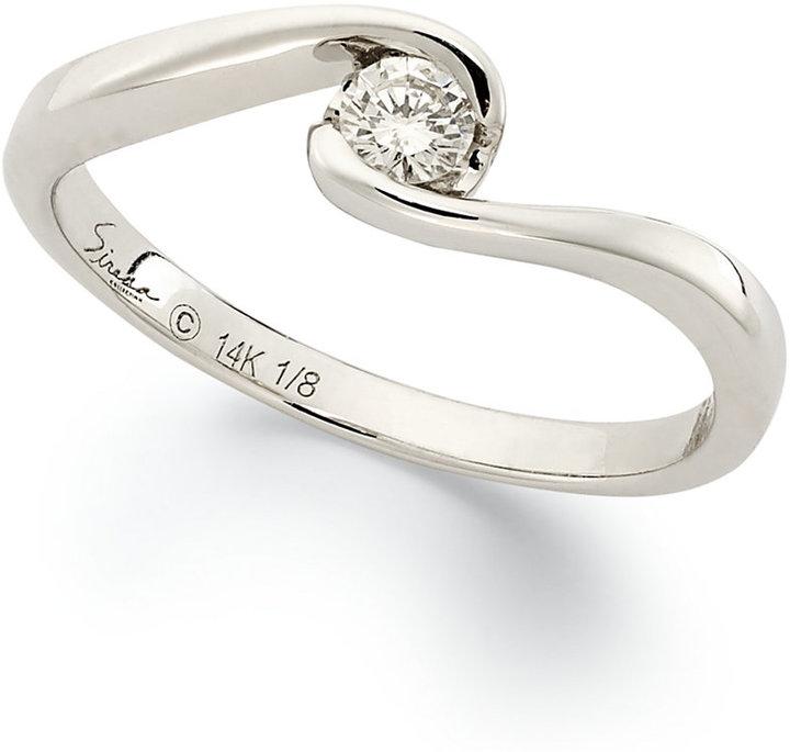 Hochzeit - Sirena Diamond Engagement Ring in 14k White Gold (1/8 ct. t.w.)