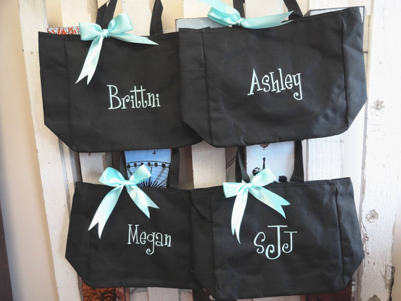 Mariage - 11 Personalized Tote Bag  Bridesmaid Gift Totes