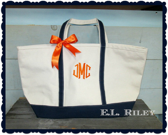Wedding - Personalized Large Canvas Boat Tote  Bridesmaid Gift Set of 9