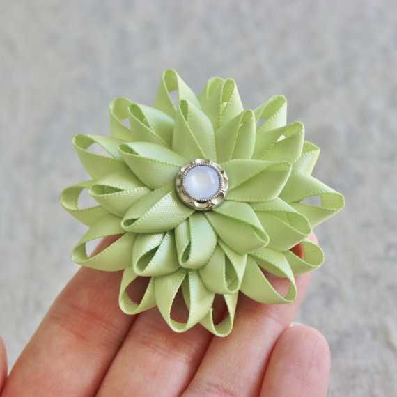 Hochzeit - Hair Flower Clip, Lime Green Flower Clip for Hair, Bridesmaid Hair Accessory, Custom Color, Flower Hair Accessory, Small Flower Hair Clip