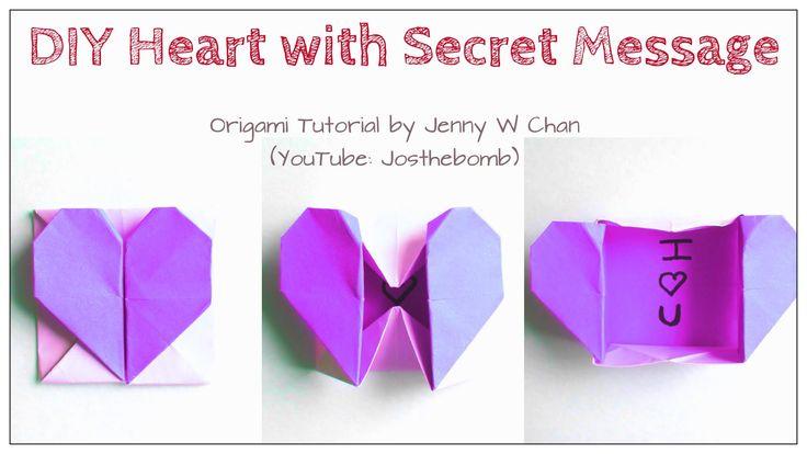 Mariage - DIY Origami Heart Box / Envelope, Secret Message - Valentine's Day Crafts- Pop-Up Heart - Kids,Easy