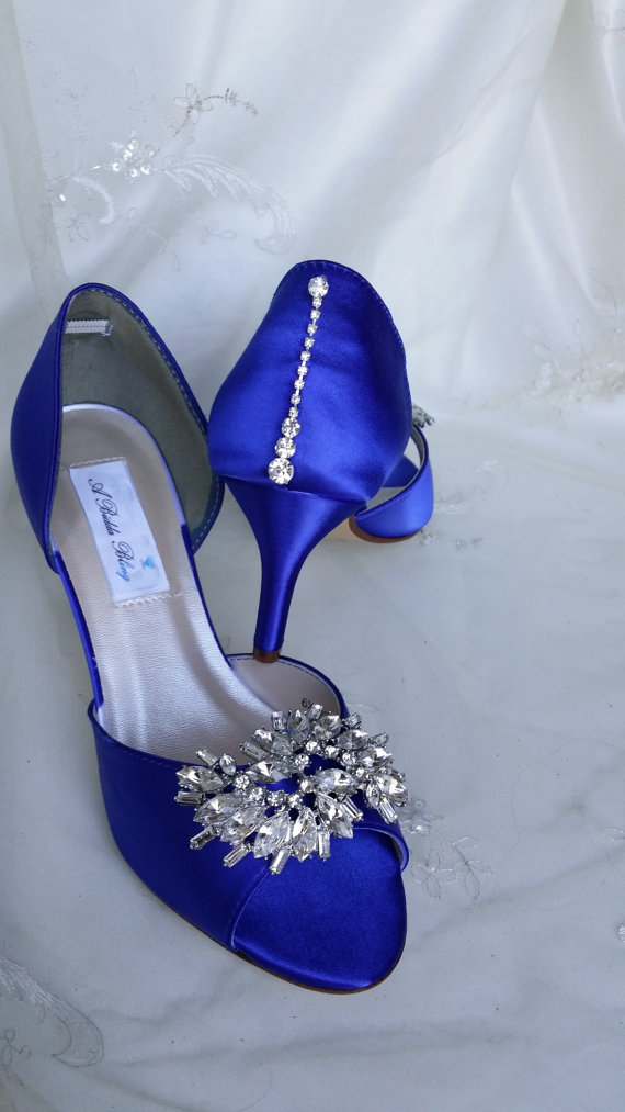 Свадьба - Wedding Shoes Blue Bridal Shoes with Crystal Bling Design Over 100 Custom Color Choices Blue Wedding Shoes