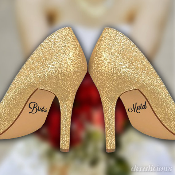Свадьба - Bridesmaid Wedding Shoe Decal Pack, Personalized Wedding Shoe Decals, Maid of Honor Shoe Decals, Wedding Shoe Decal, Wedding Shoe Decoration