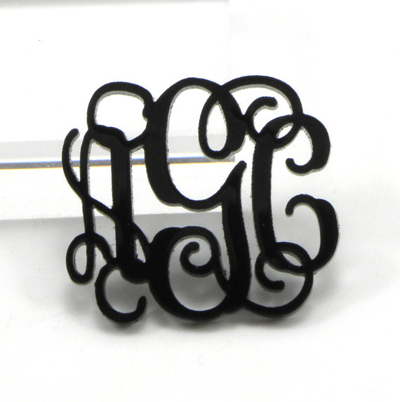 Hochzeit - Black Monogram Necklace - Acrylic
