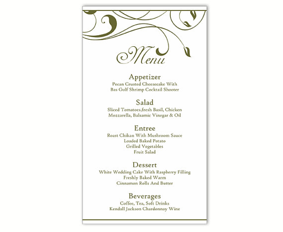 Wedding - Wedding Menu Template DIY Menu Card Template Editable Text Word File Instant Download Green Menu Leaf Menu Template Printable Menu 4x7inch