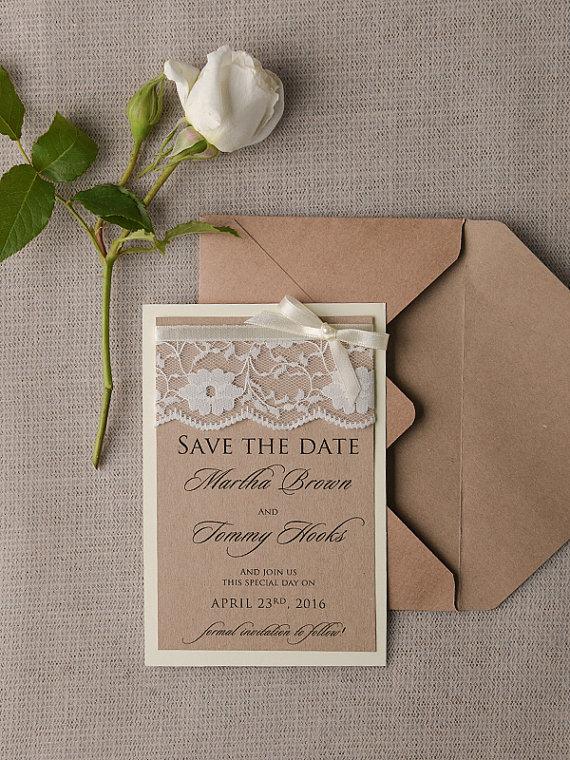 Mariage - Save The Date Cards (20), Rustic Lace Save the Date, Eco Save the Date, Peach Save the Date, Wedding Save the Date, Model no: 18/rus/std