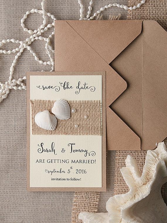 زفاف - Save The Date Card (20), Rustic Save the Date, Seashells Save the Date, Beach Save the Date, Wedding Save the Date, Model no: 04/bea/std