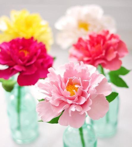 Wedding - Clay Peony Bloom In Aqua Vase