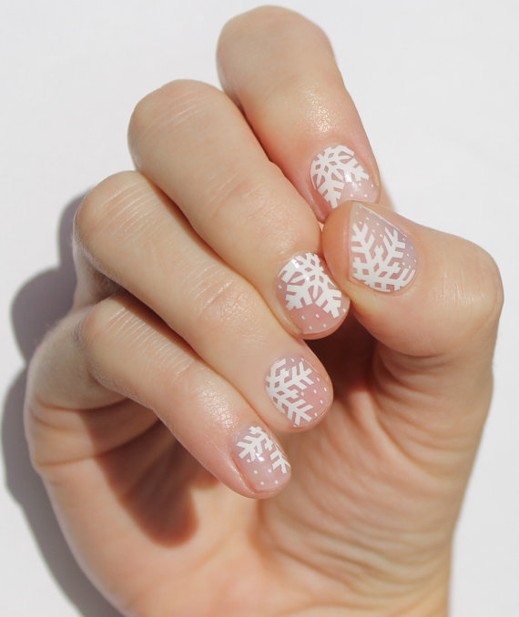 Hochzeit - Snowflake Transparent Nail Wraps