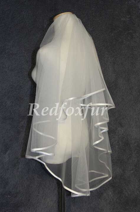 Mariage - 1 tier Bridal Veil Satin edge Wedding dress veil White / Ivory Veil No comb