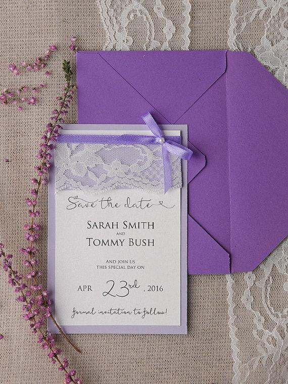 Wedding - Save The Date Card (20), Purple Save the Date, Lace Save the Date, Lace Lilac Save the Date, Wedding Save the Date, Model no: 11/rus/std