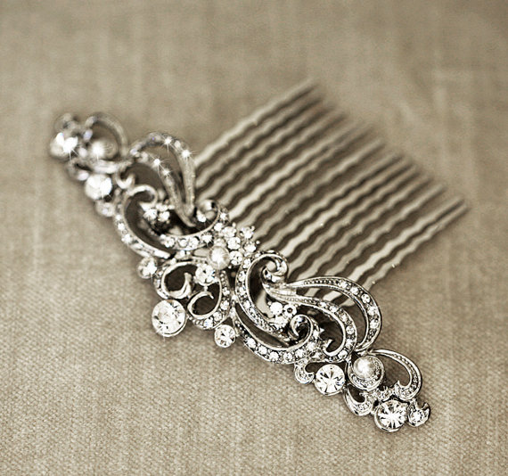 Hochzeit - Art Nouveau Bridal Hair Comb 