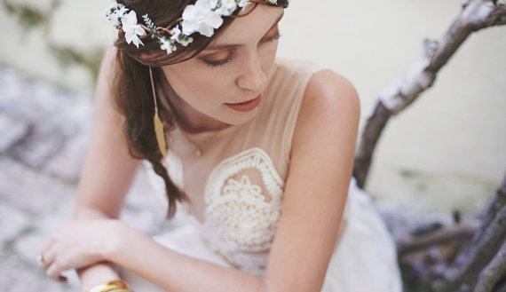 زفاف - bridal hair acessories, cherry blossom flower crown, wedding headpiece, woodland flower, bridal hair flower, rustic wedding, bridal headband