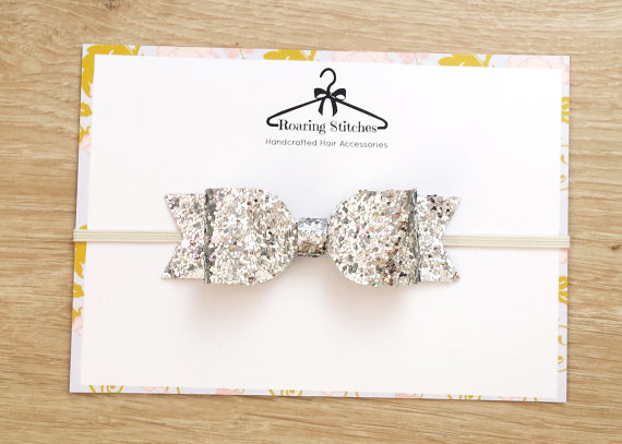 Wedding - Silver hair bow - silver bow - glitter baby bows - silver hair accessories - silver hair clip - princess hair bow - sparkly hair clips