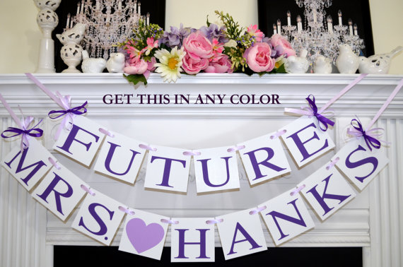 Hochzeit - Bridal shower decor, Future Mrs banner, bride to be banner, Purple future mrs bridal shower banner, bachelorette banner sign garland purple