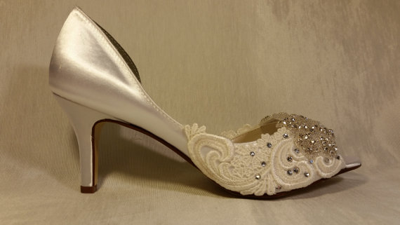 ivory satin shoes low heel