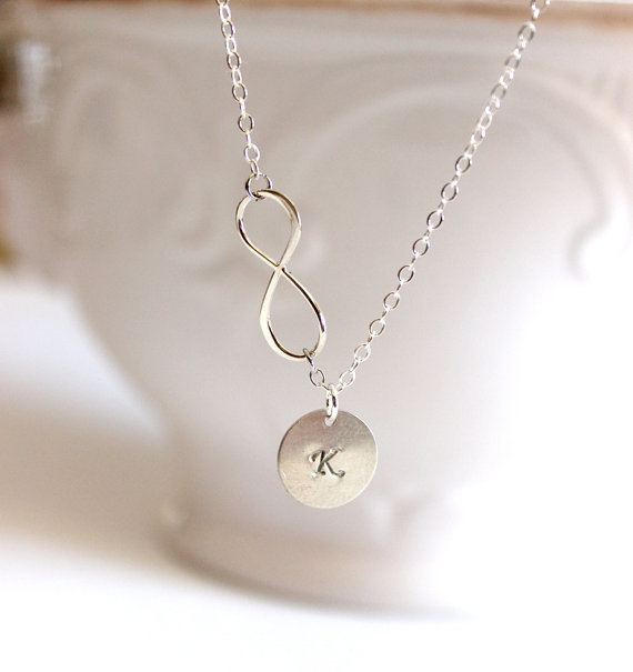 زفاف - 20% SALE! Personalized Infinity Necklace, Initial Necklace, Personalized Jewelry, Statement, Monogram, Bridal  Mother's Day Gifts