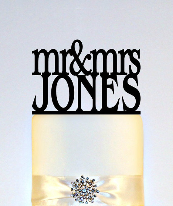 Hochzeit - Wedding Cake Topper Or Sign Monogram  personalized with "Mr & Mrs" and YOUR Last Name