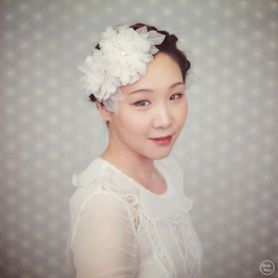 Mariage - Wedding Hair Flower - Wedding Headpiece - Handmade Silk Flower - Ivory Wedding Hair Piece - Wedding Hair Accessories - Style FL1313