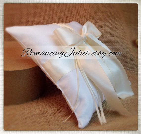 Wedding - Romantic Satin Ring Bearer Pillow...You Choose the Colors...Buy One Get One Half Off...shown in white and ivory