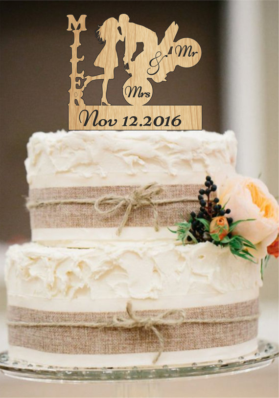 Wedding - Wedding Cake Topper,Mr and Mrs Cake Topper,Personalized Cake Topper,Rustic Wedding Cake Topper,Mr and Mrs with a Motorcycle,cake decor