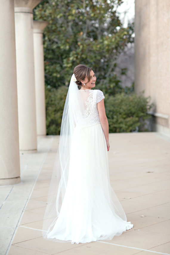 زفاف - Single layer floor  length style  wedding veil  white, ivory or diamond