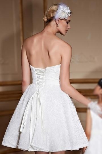زفاف - Sexy Strapless Lace Up Short Wedding Dress AU