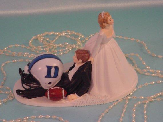 Wedding - College Sports Lover Football Fans Duke Blue Devils University Groom Favorite Team Wedding Cake topper Custom Personalized Weddings -2