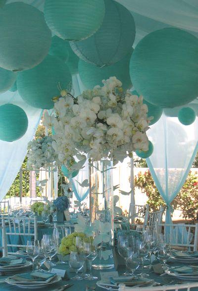 زفاف - Tiffany Blue Paper Lanterns