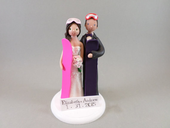 Hochzeit - Custom Snowboard/ Ski Theme Wedding Cake Topper