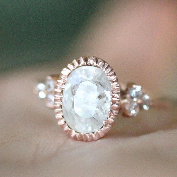 زفاف - White Sapphire 14K Rose Gold Engagement Ring, Gemstone Ring, Stacking Ring, Birthstone Ring, Eco Friendly - Ship In The Next 9 Days