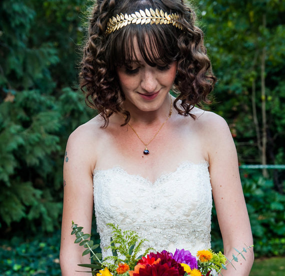 Wedding - Gold Plated Headband,Leaf Grecian Headband,Woodland Wedding,Gold Headband,Gold Plated Headpiece, Greek Headband, Laurel Hair Piece, Grecian
