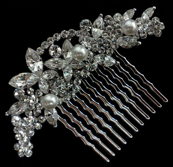 Mariage - Crystal Hair Comb, Vines Bridal Headpiece, Swarovski Hair Jewelry, CLEO