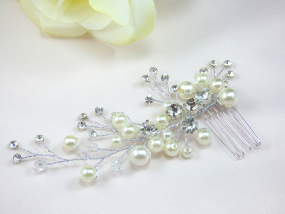 Hochzeit - Paris Bridal Hair Comb, Pearl and Crystal Wedding Hair Comb, Bridal Wedding Hair Accessories, Vintage Inspired Bridal Comb, Bridal Hairpiece